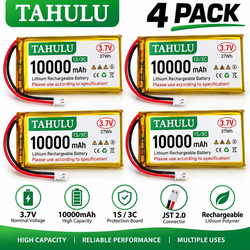 4pk 3.7V 10000mAh Lipo Battery Rechargeable 1S 3C for Arduino NodeMCU ESP32 Boar Battery