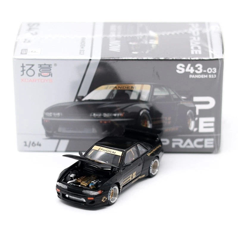 Xcartoys x POP RACE 1:64 PANDEM S13 MOONTECH Black Diecast Model Car