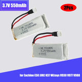 2Pcs 3.7V 550mAh Lipo Batteries for Eachine E50 JJRC H37 WLtoys V930 V977 V988