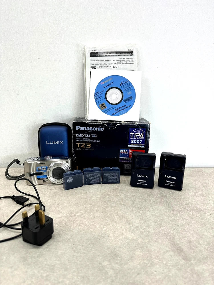 Panasonic Lumix DMC-TZ3 Digital Camera (Black / 7.2 MP / 10 x Zoom) & Box Access