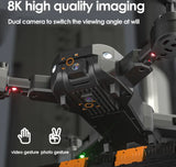 Black 5G GPS drone with dual camera gimbal, front view