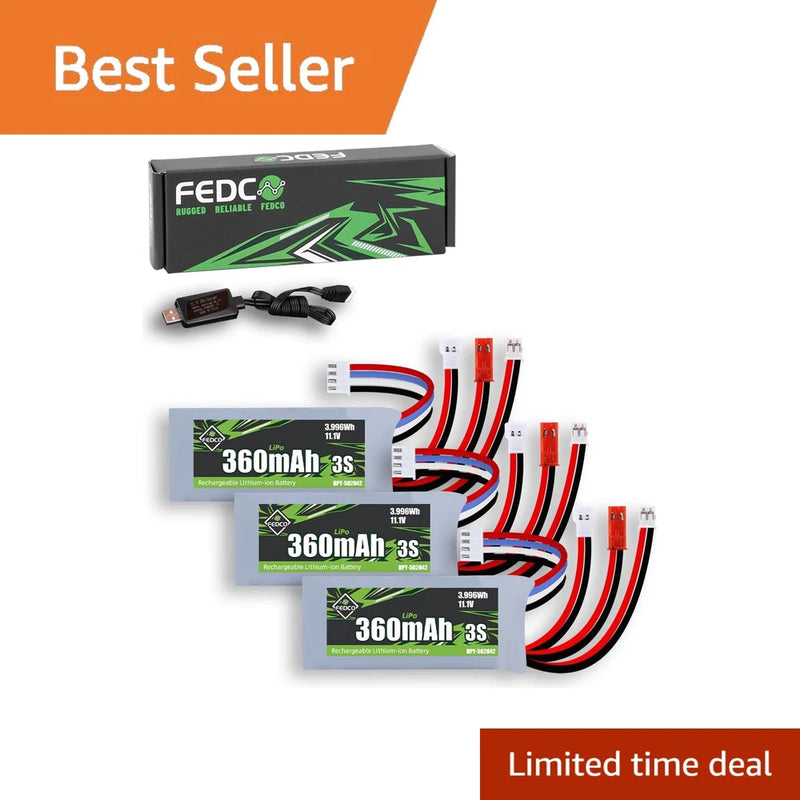 FEDCO 3S Lipo Battery 11.1V 360mAh Various Plugs Battery