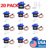 Set of 20 blue SG90 micro servo motors with control wires and mounting hardware