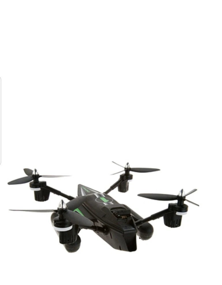 Black quadcopter drone with four rotors