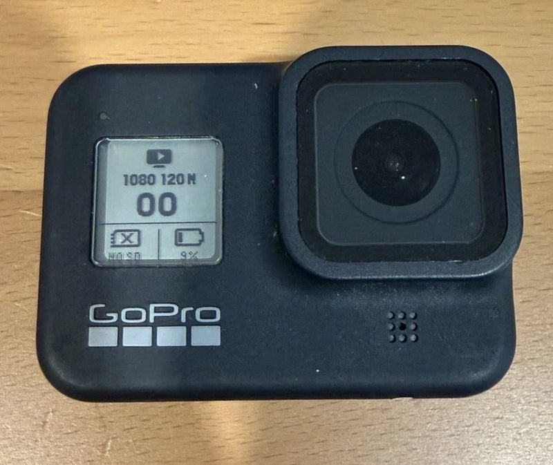 GoPro HERO8 Black action camera with front lens and status screen