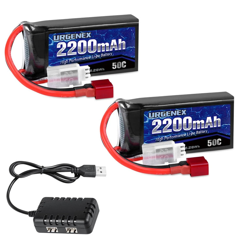 URGENEX 7.4V 2200mAh Lipo Battery 50C(Burst 80C) High Discharge Rate RC Batte... Battery