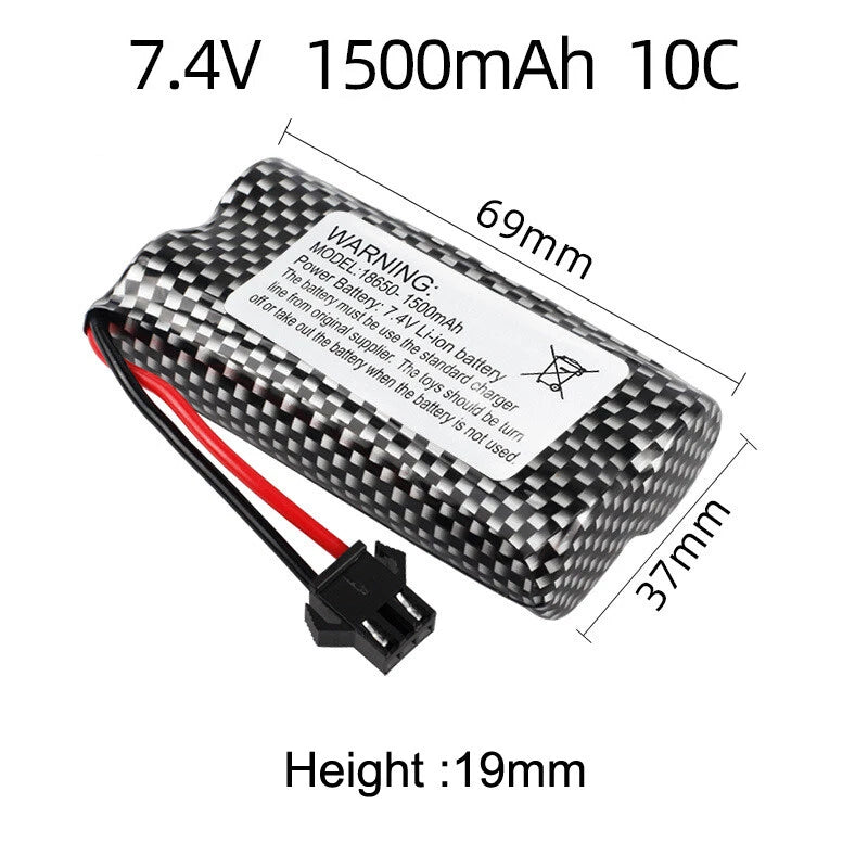 7.4V 1500mAh Lipo battery SM-3P plug for DE43 DE60 Racing RC Car 1575 Dump Cars Battery
