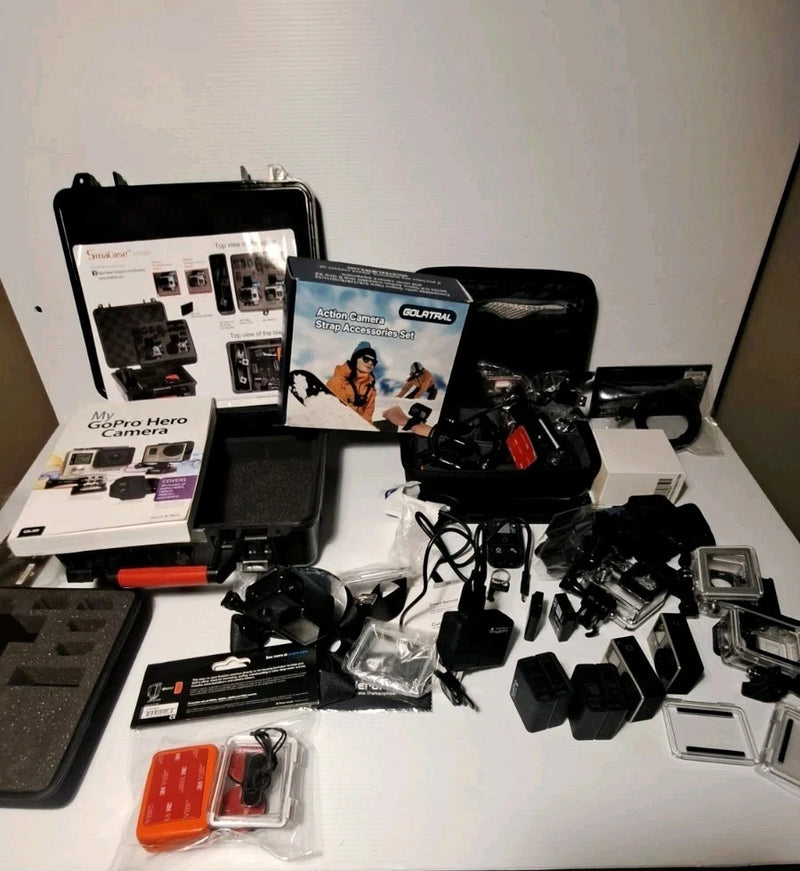 Two GoPro HERO 4 Action Camera Silver With Huge Lot of Accessories New And Used