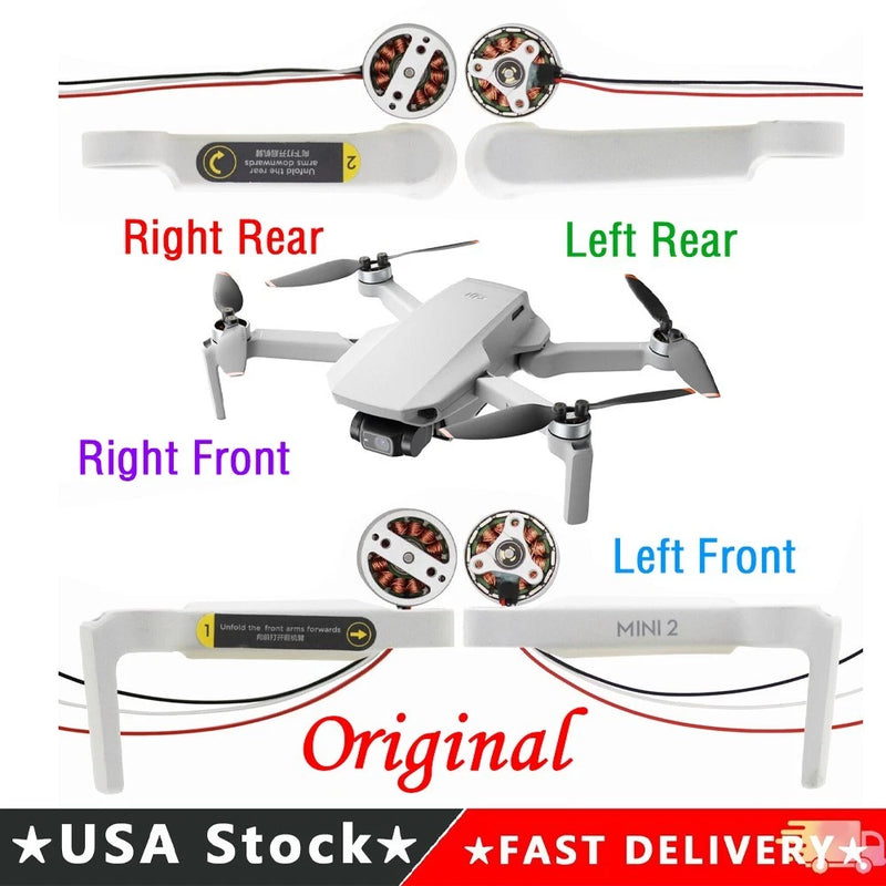 Replacement drone arm shell with motor for left/right front and rear arms