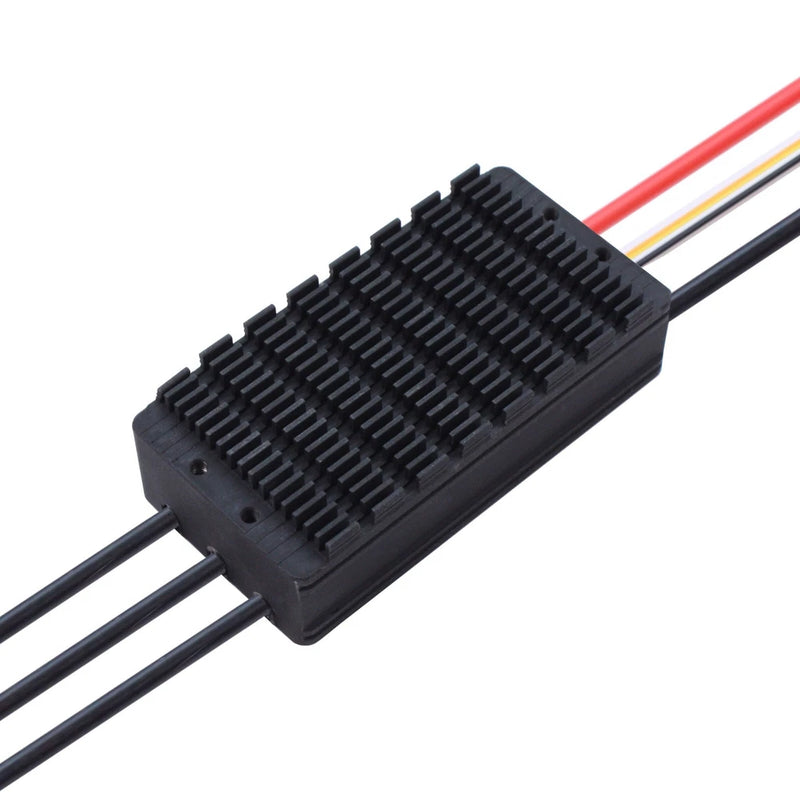 XOAR Pulse P80 ESC with black heatsink and multi-wire leads (red, black, yellow, white)