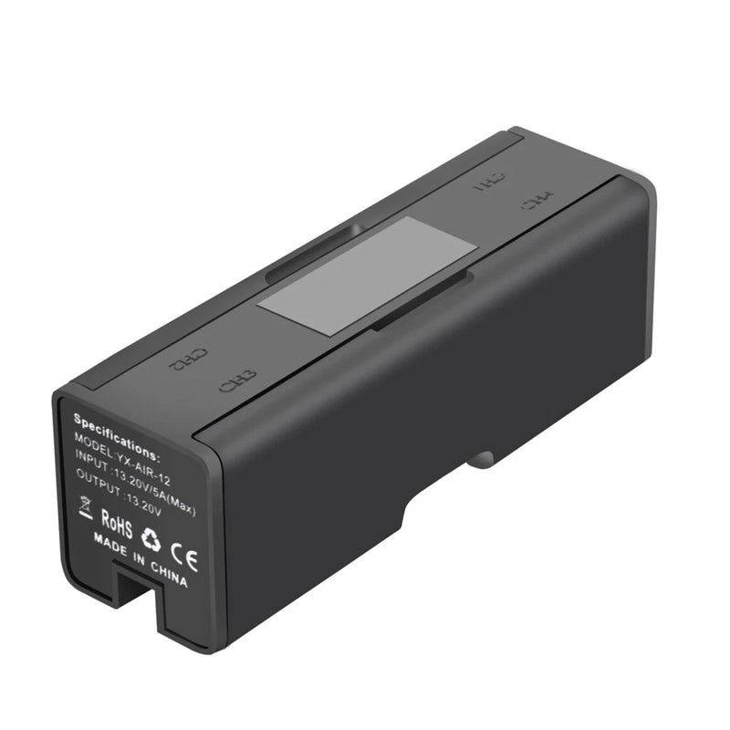 4-bay battery charging hub with LED display and ports for drone batteries