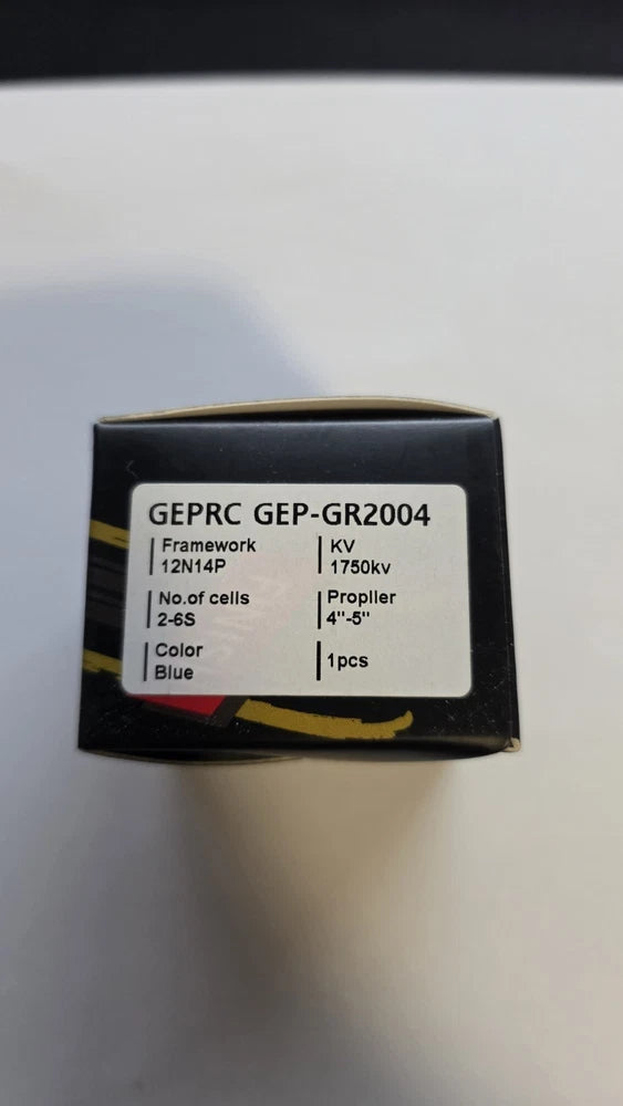 Blue FPV drone motor in retail box with spec label