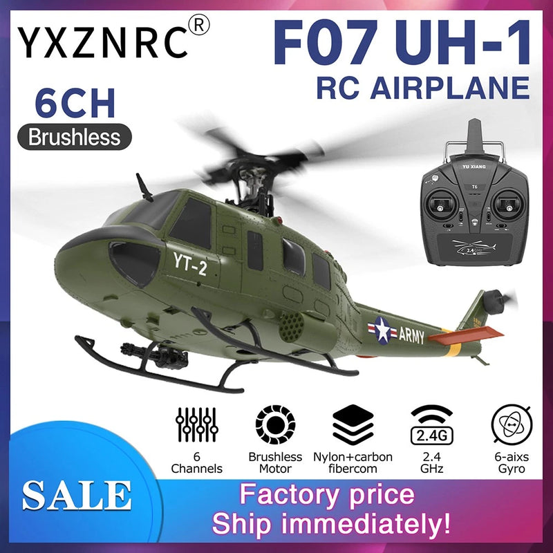 Yuxiang F07V UH-1 Huey RC Helicopter 6 axis Gyro 6CH 3D 2.4Ghz RTF 1 Battery
