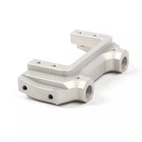 Aluminum RC servo relocation bumper mount bracket, silver metal with mounting holes