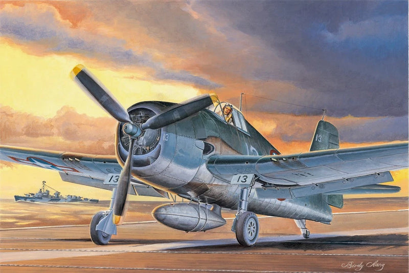 1/48 F6F-3 Hellcat model kit, light blue-gray fighter with propeller and twin wings