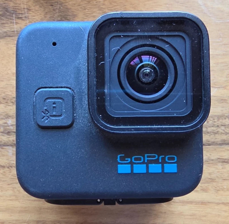 GoPro HERO11 Black action camera front view with lens and GoPro 300 logo
