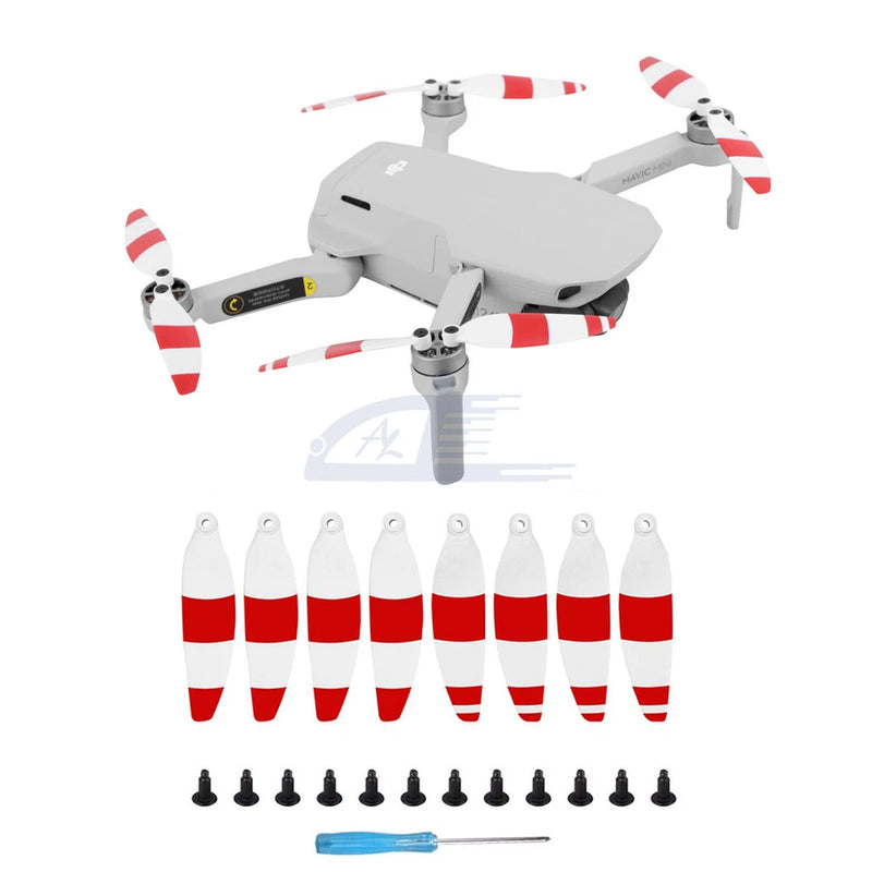 8pcs Low Noise Propellers Blades Props Set White & Red For DJI Mini 2 SE Drone