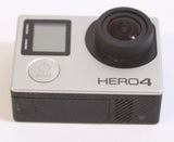 GoPro HERO4 action camera with front lens, LCD screen, and mode button