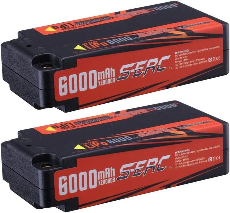 7.6V Shorty Lipo Battery 2S 6000mAh 100C Hard Case with 4mm Bullet Connector