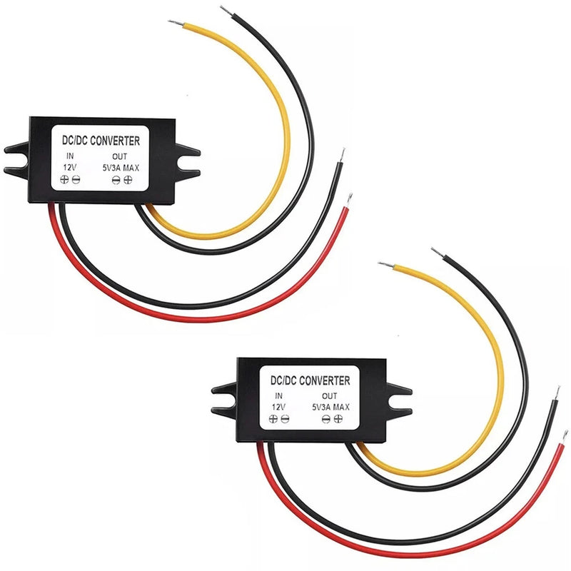 2x DC-DC Converter 12V Step Down to 5V 3A Volt Regulator for Car GPS Smartphone