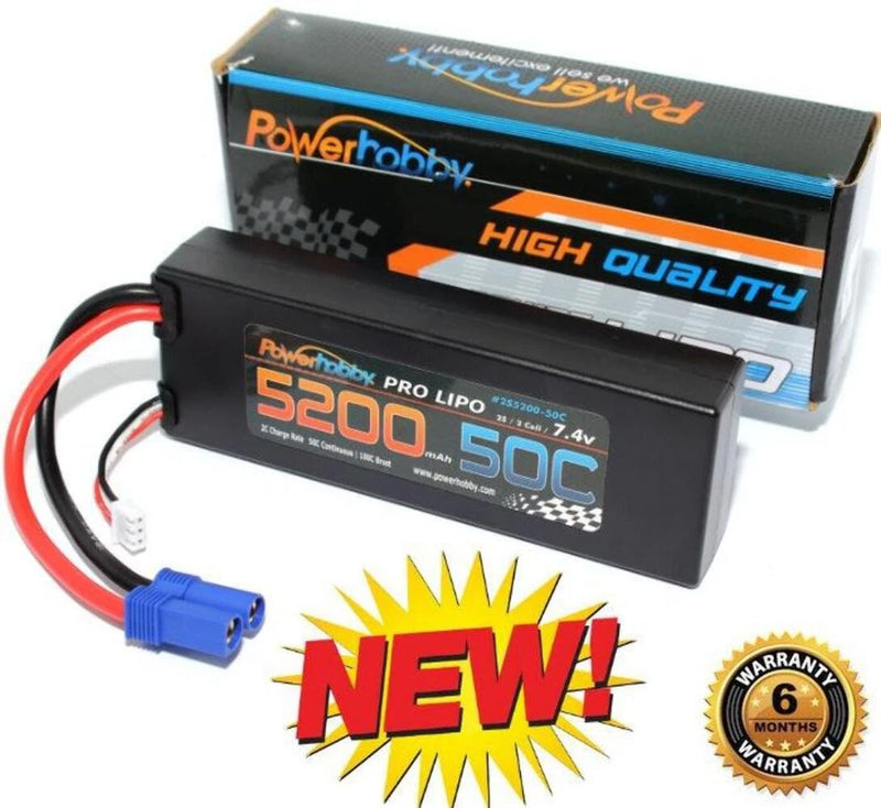 Proboat 5200mAh 2S 7.4V 50C Hard Case LiPo EC5 Plug Powerhobby Battery