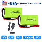 2Pcs 7.4v 1500mah 8C Lipo Battery For Flysky FS-GT5 Transmitter