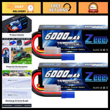 High-Performance 11.1V 80C 3S Lipo Battery 6000mAh EC5 Connector - 2 Pack Battery