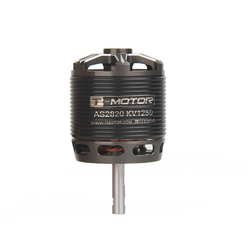 T-MOTOR AS2820 brushless drone motor with long shaft, black and silver