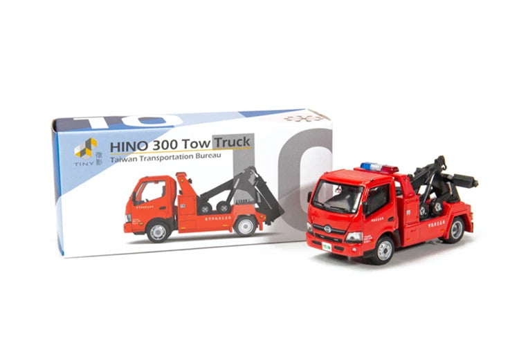 Red rescue tow truck model with black boom and equipment, 1/76 alloy scale
