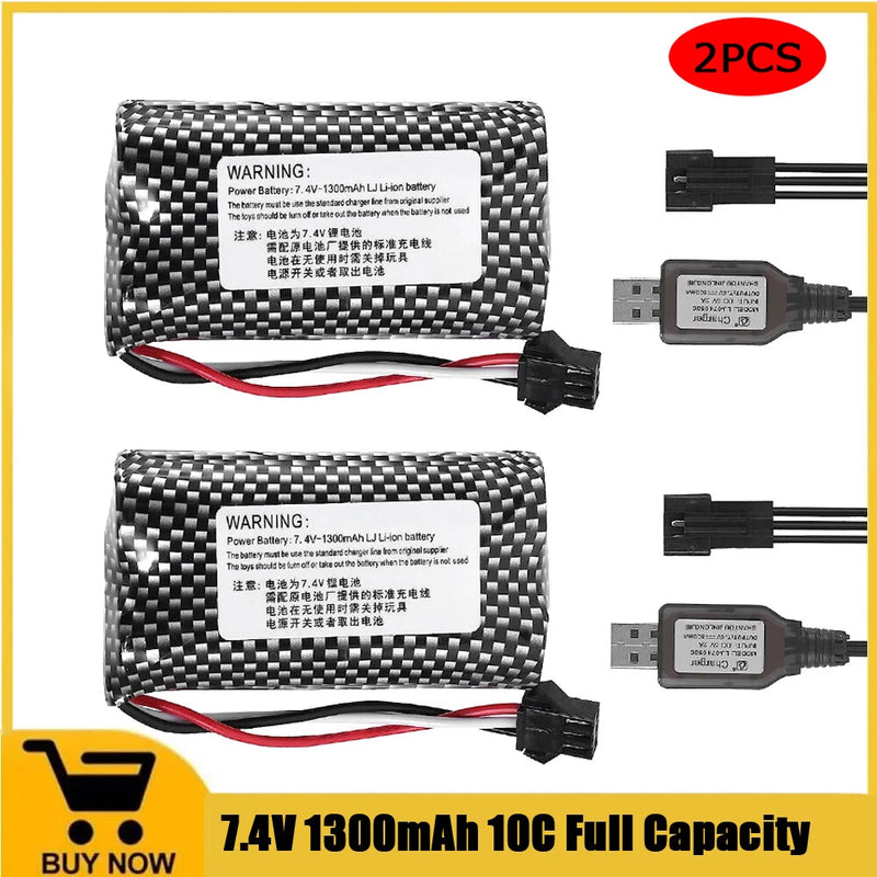 7.4V 1300mAh 10C SM-3P Lipo Battery with USB Cable for meizhi 2856 high speed RC