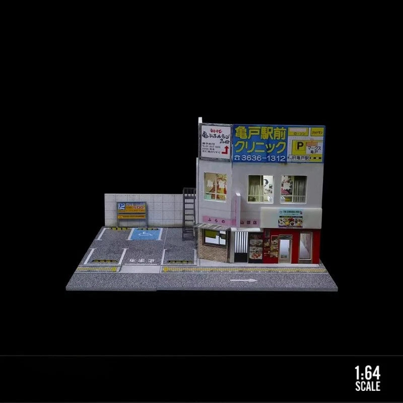 1/64 Diorama Garage Building Model LED Japanese Commercial Building Lighting