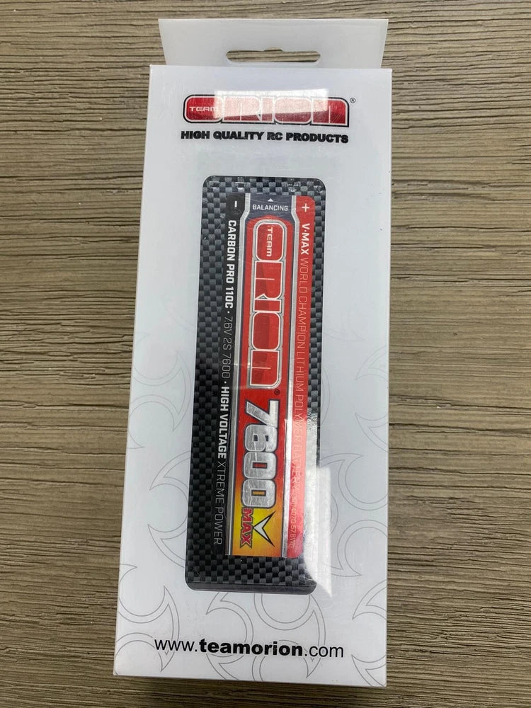 Orion ORI14070 2S Carbon V-Max 110C LiPo Battery (7.6V/7600mAh) w/4mm Tubes