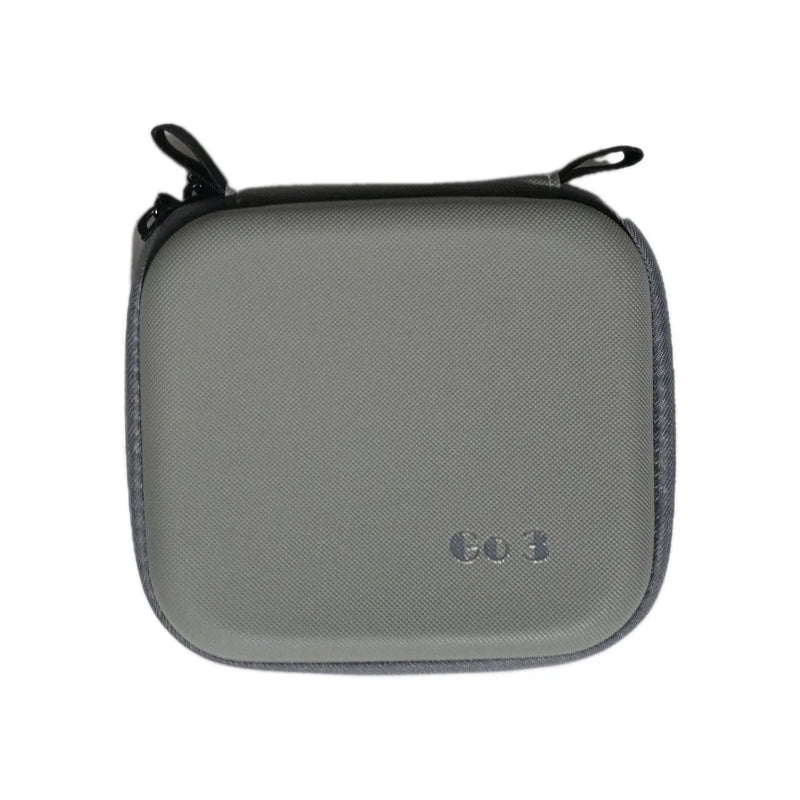Gray zippered protective carrying case pouch with carrying loop and embossed logo
