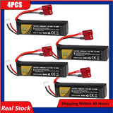 4Pcs 7.4V 1400mAh 30C 501855 Lipo Battery T Plug for water guns RC Guns Rifle