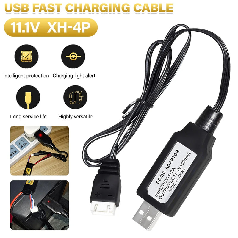 11.1V 500mA USB Universal Lipo Battery Charger Cable XH-4P Connection