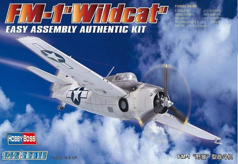 HobbyBoss 1/72 Grumman FM-1 Wildcat plastic model kit, airplane fighter aircraft
