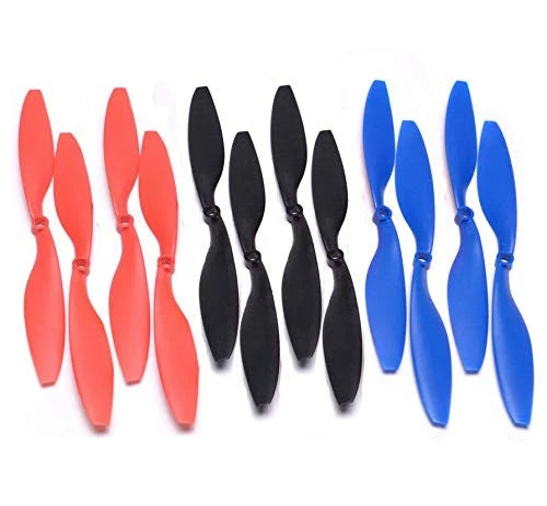 FPV quadcopter drone propellers set, 10x4.5 inch; red, black, and blue CW/CCW pairs