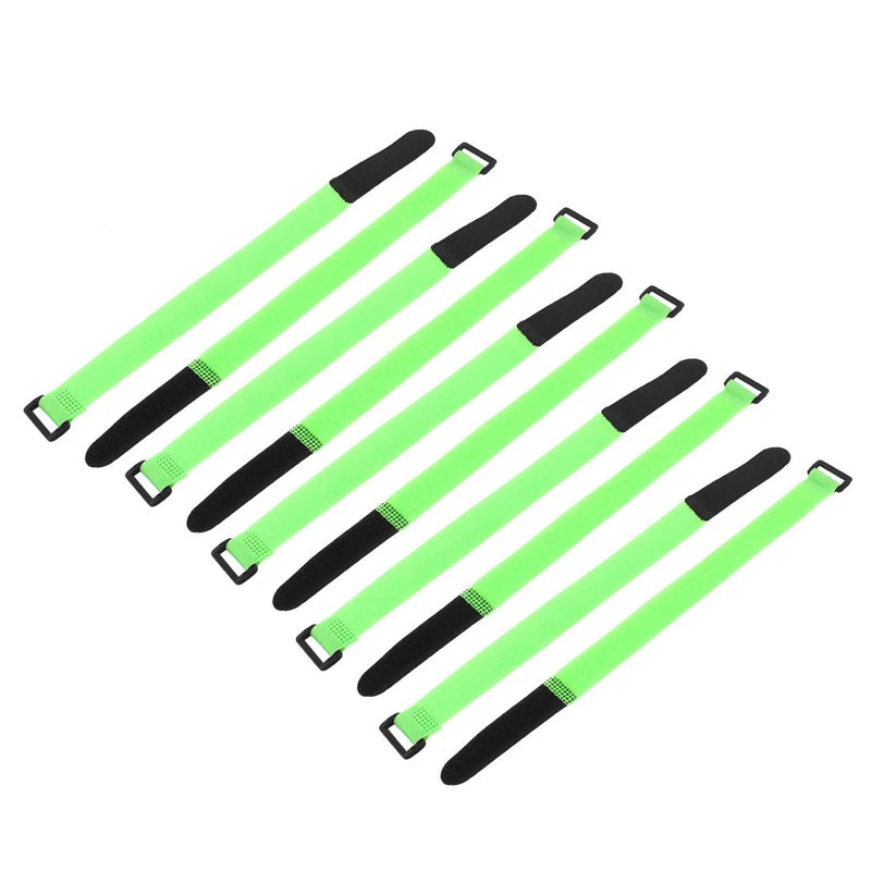 10 Pack 300mm x 20mm RC Lipo Battery Hoop Loop Cable Tie Down Strap Green