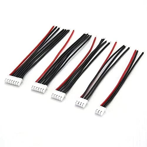Set of 10 LiPo balance charger cables with JST-XH connectors, red and black wires
