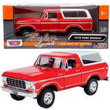 1978 FORD BRONCO CUSTOM RED & WHITE 1/24 DIECAST MODEL CAR BY MOTORMAX 79373