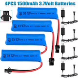 4pcs 3.7V 1500mAh Rechargeable Battery For RC Toys Car Boat Helicopter Airplane