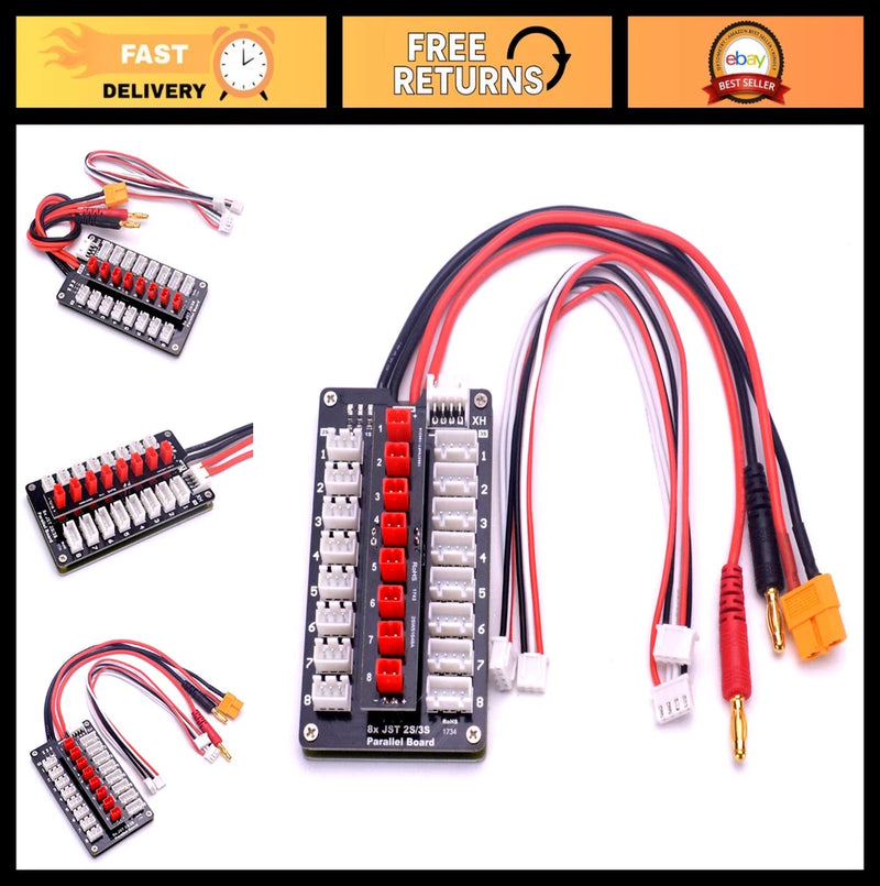 JST Parallel Charging Board for 2-3S LiPo Batteries - Balance Charger for RC Dro Battery
