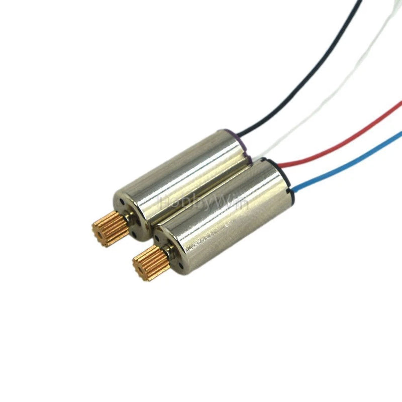 CSJ 7.4V coreless motor with dual wires and twin pinion gears, cylindrical silver can