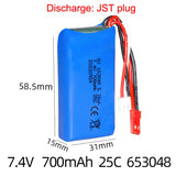 1Pcs 7.4V 700mAh 25C Lipo Battery JST plug for RC Aircraft X600 X601H ship FT007
