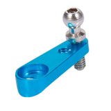 Blue RC servo arm horn with metal ball stud and mounting screw