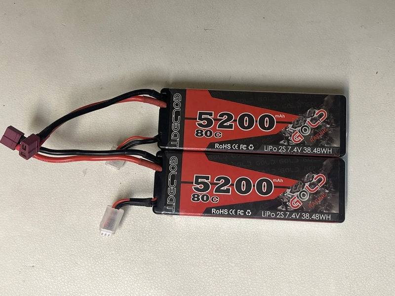 GOLDBAT RACING PAIR OF 5200 80C LIPO RC CAR BATTERIES Battery