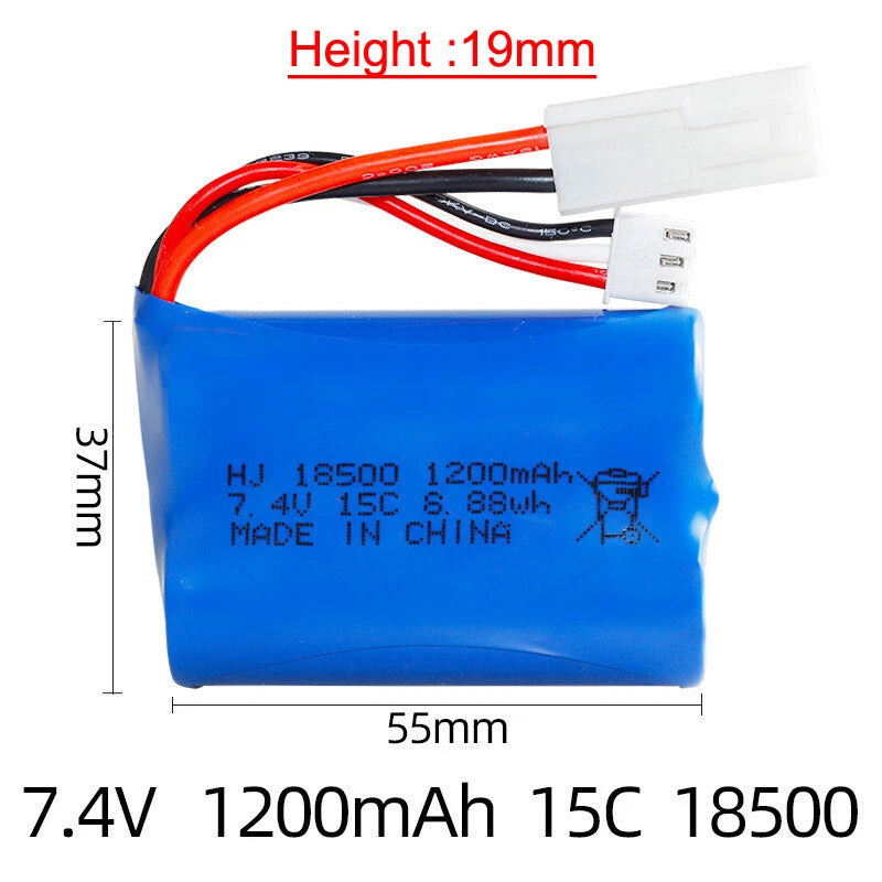 1Pack 7.4V 1200mAh Li-ion Battery EL-2P plug for Electric Toys water bullet gun