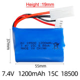 1Pack 7.4V 1200mAh Li-ion Battery EL-2P plug for Electric Toys water bullet gun
