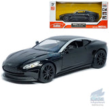 Dark gray 1/32 scale diecast model car, front three-quarter view with detailed wheels