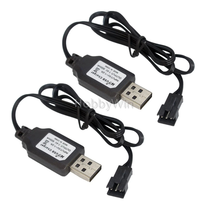 2pcs 7.4V Battery USB Charger 800mA SM-3P Rev plug for 2S LiPo Li-Ion RC Toys